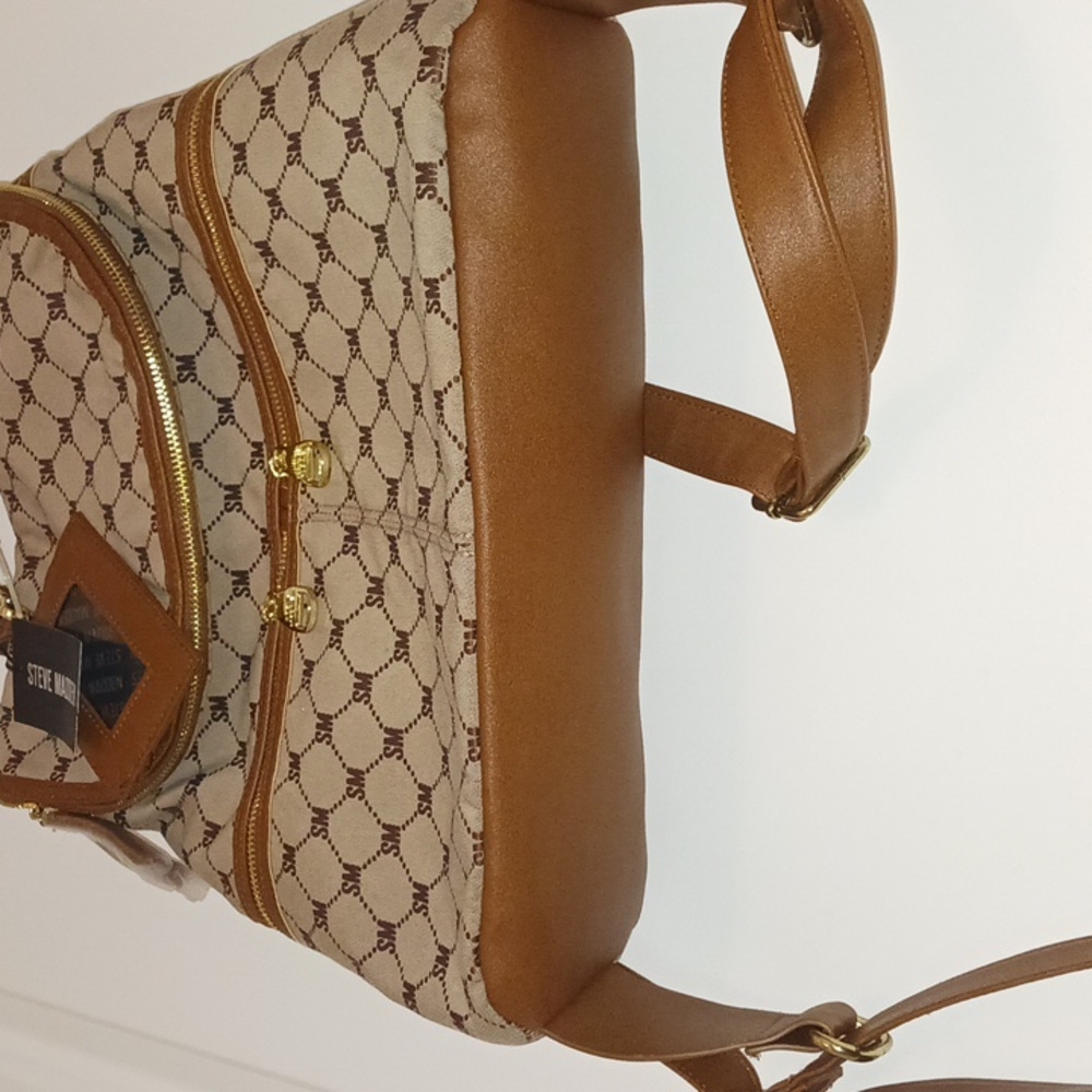 NWT Steve Madden - Embossed Logo Backpack with Charm Accessory - Picture 4 of 15